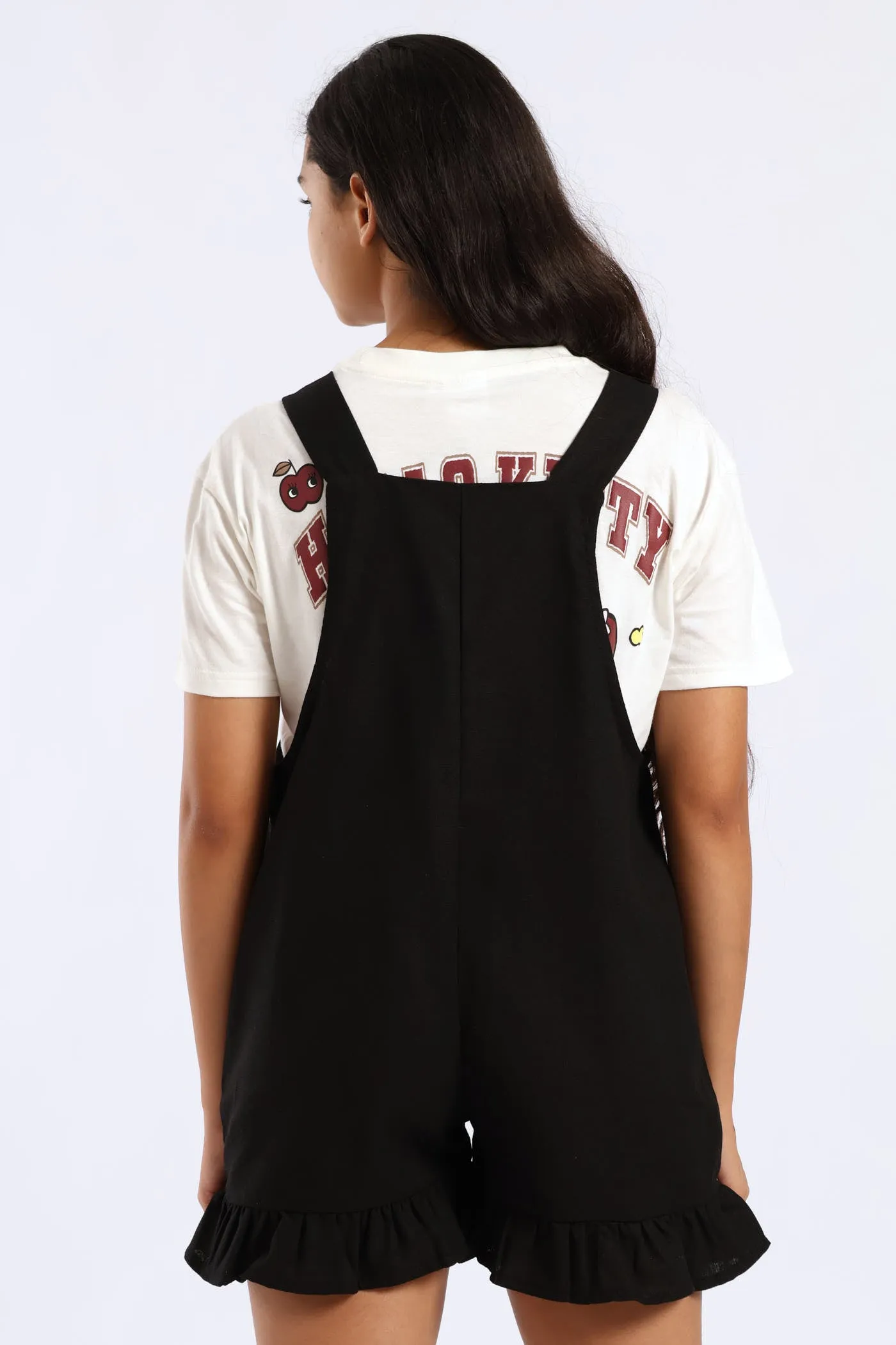 Girls Linen Frill Dungaree - Black sold by Edgars product image thumbnail 3