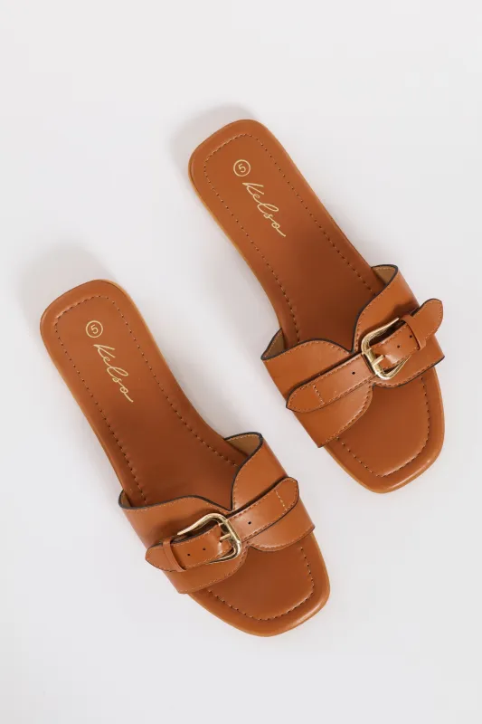 Diamond Shape Buckle Detail Sandal - Tan sold by Edgars
