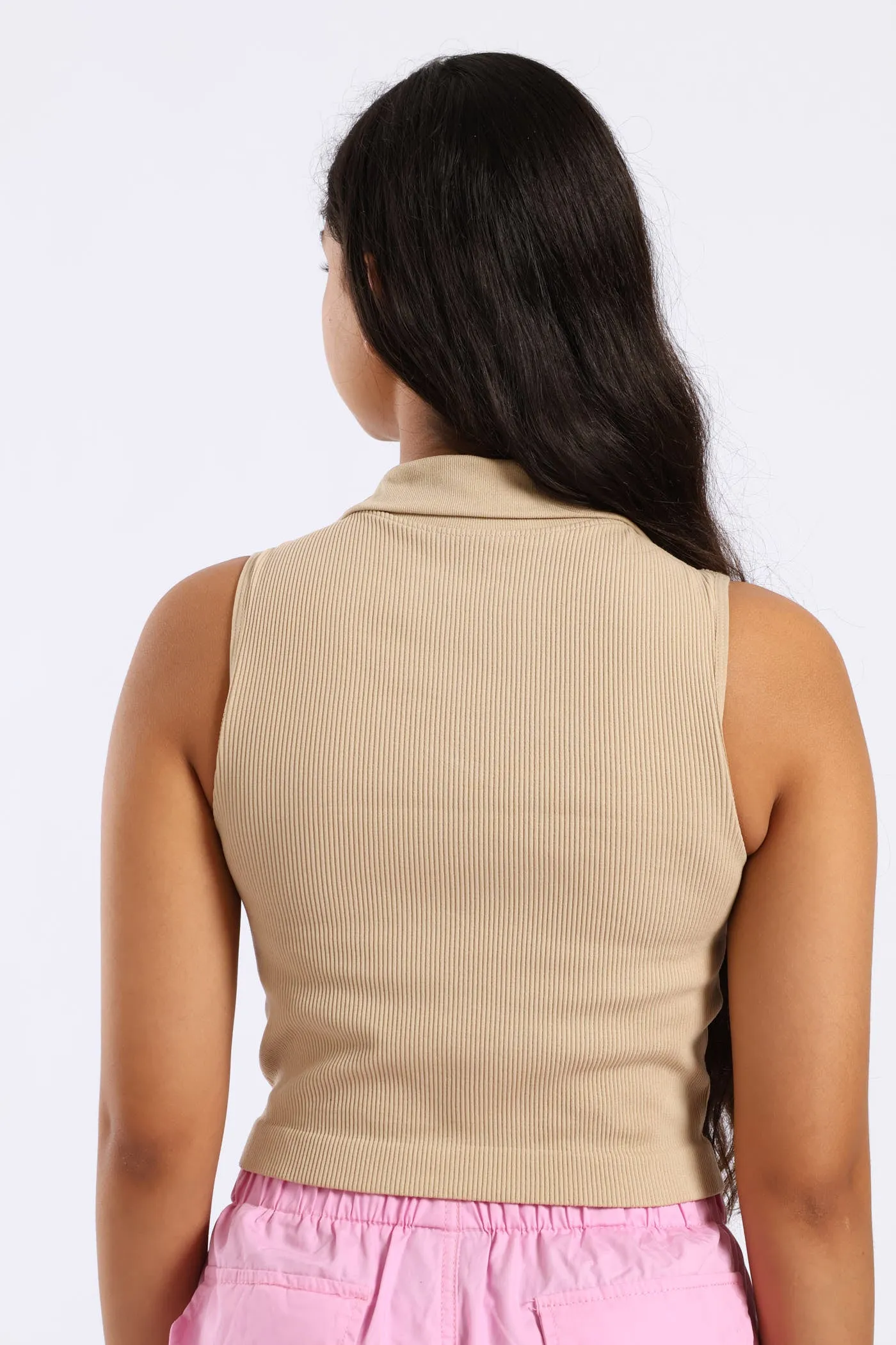 Girls Seamless Johnny Collar Top - Stone sold by Edgars product image thumbnail 3