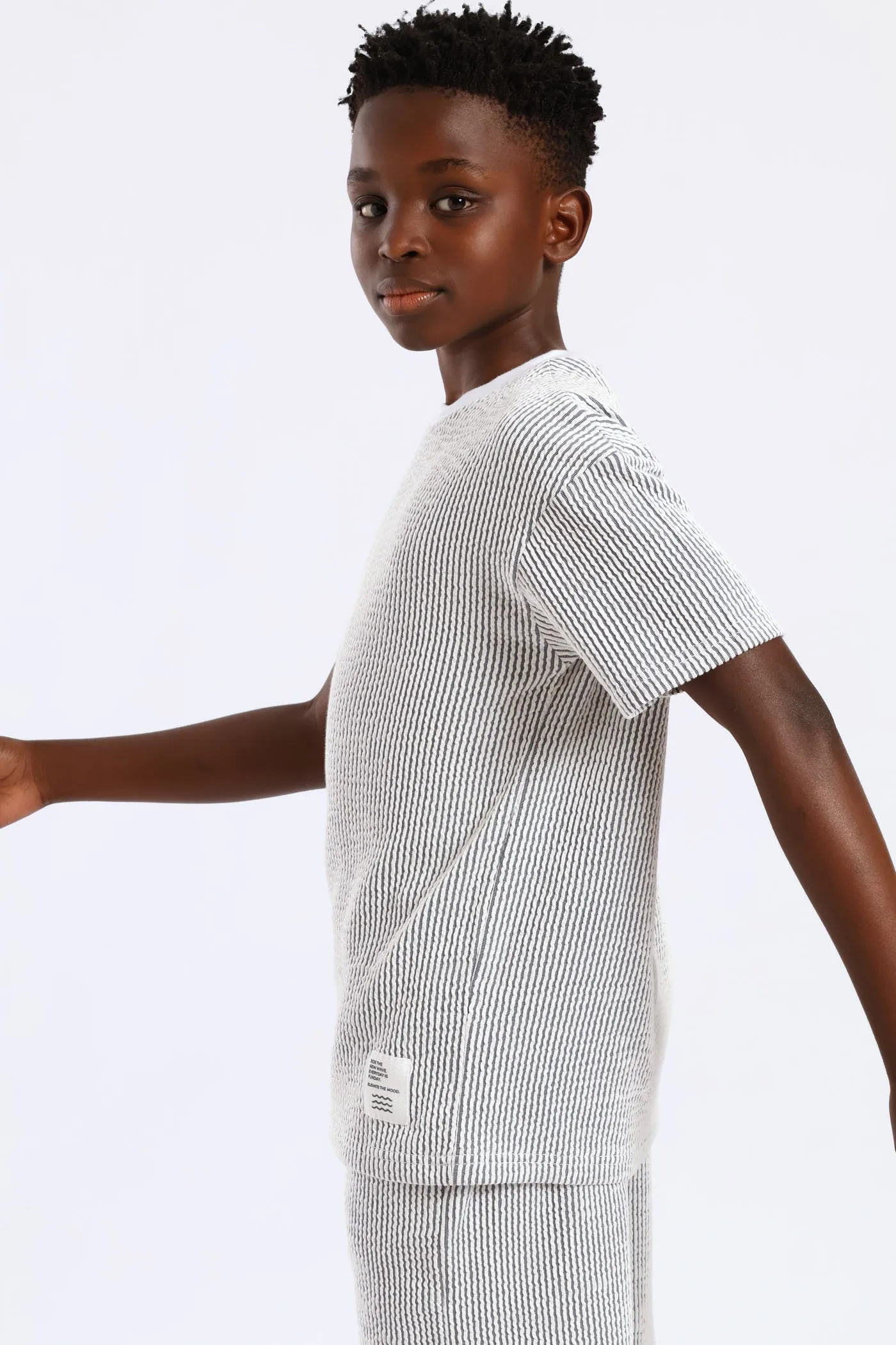 Boys Stripe Seersucker Textured T-Shirt - Denim sold by Edgars product image thumbnail 3