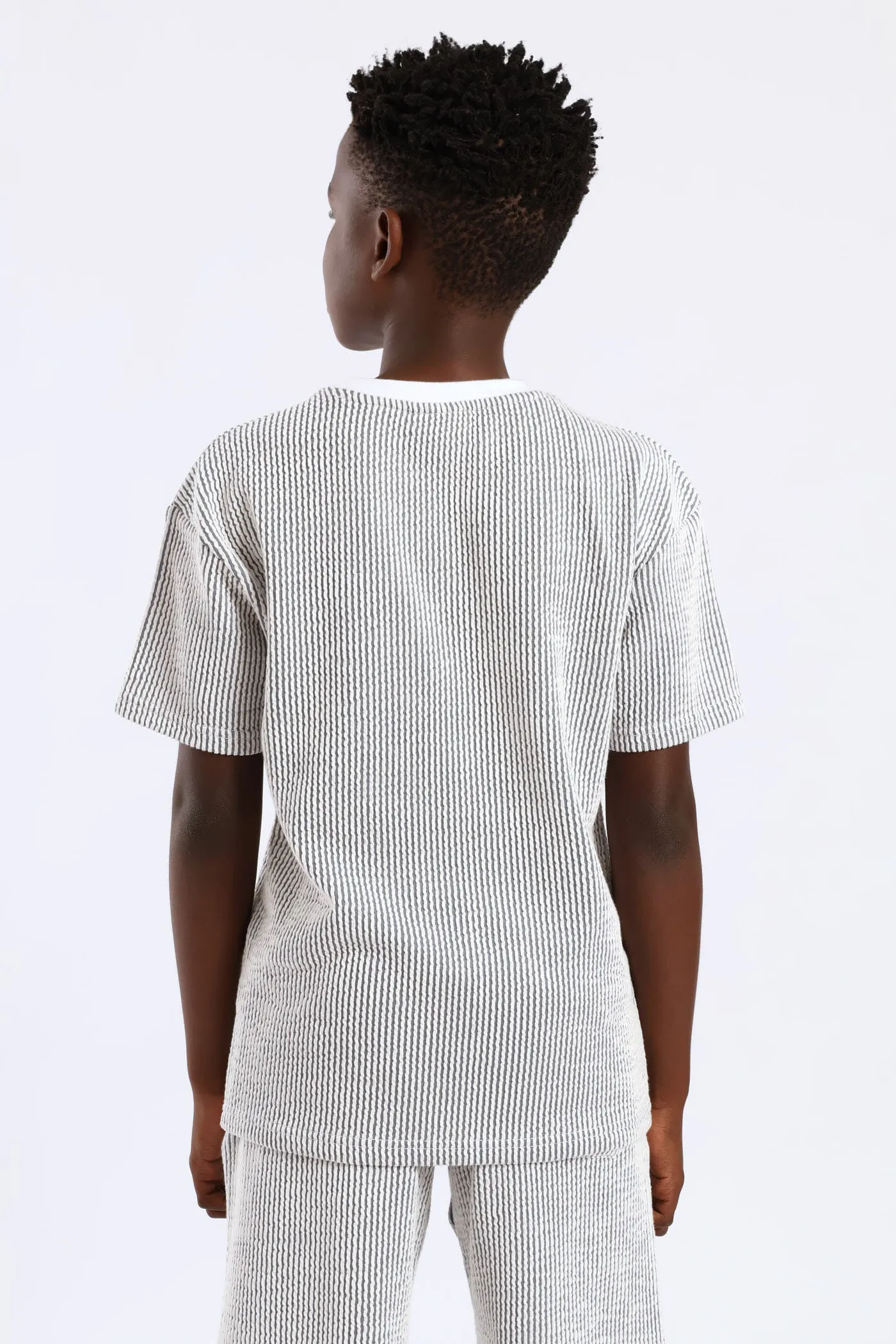Boys Stripe Seersucker Textured T-Shirt - Denim sold by Edgars product image thumbnail 4