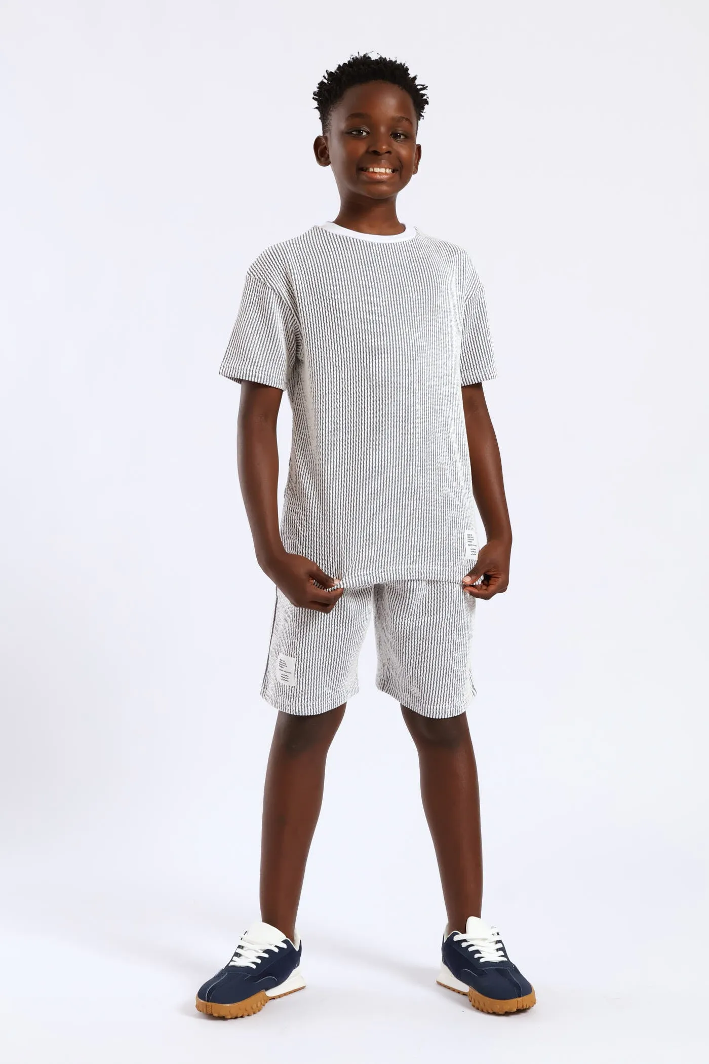 Boys Stripe Seersucker Textured T-Shirt - Denim sold by Edgars product image thumbnail 2