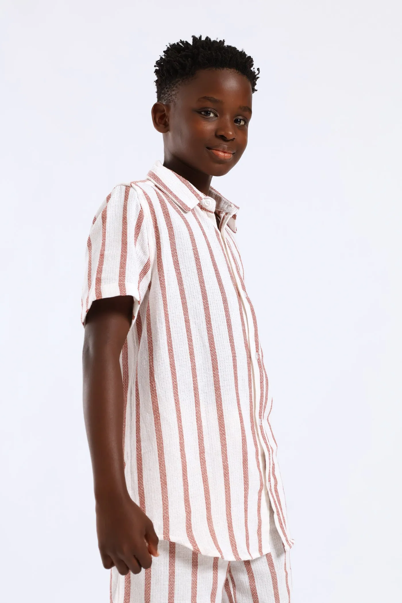 Boys Stripe Texture Shirt - Natural sold by Edgars