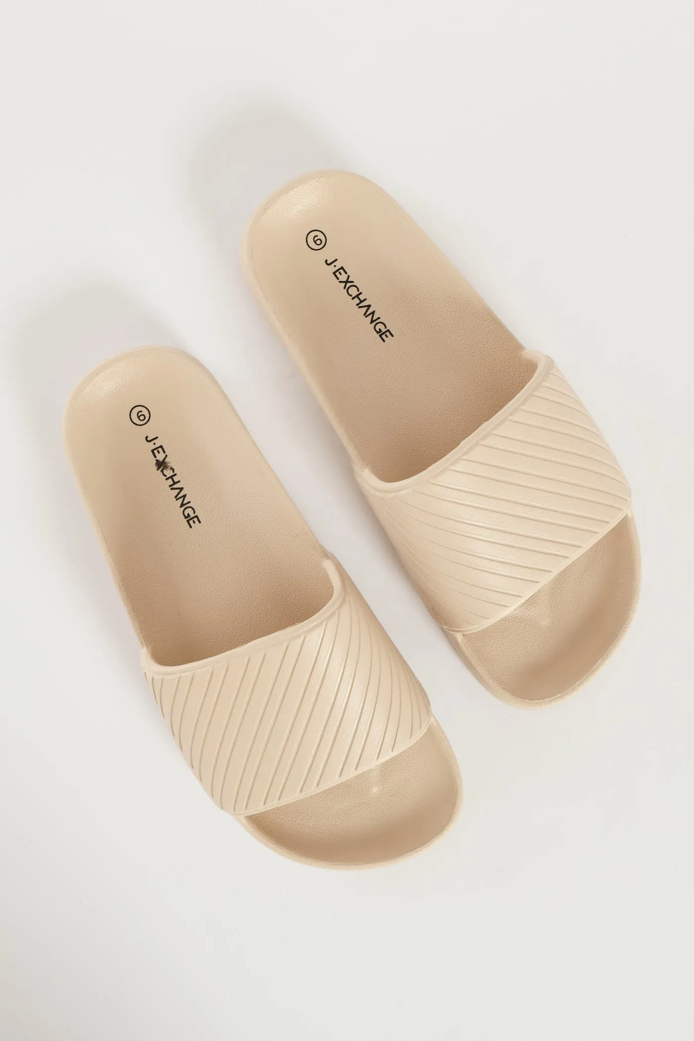 Blown Eva Slide With Stripe Upper Pattern - Stone sold by Edgars