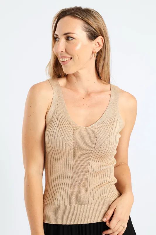 Strappy Metallic Tank Top - Gold sold by Edgars