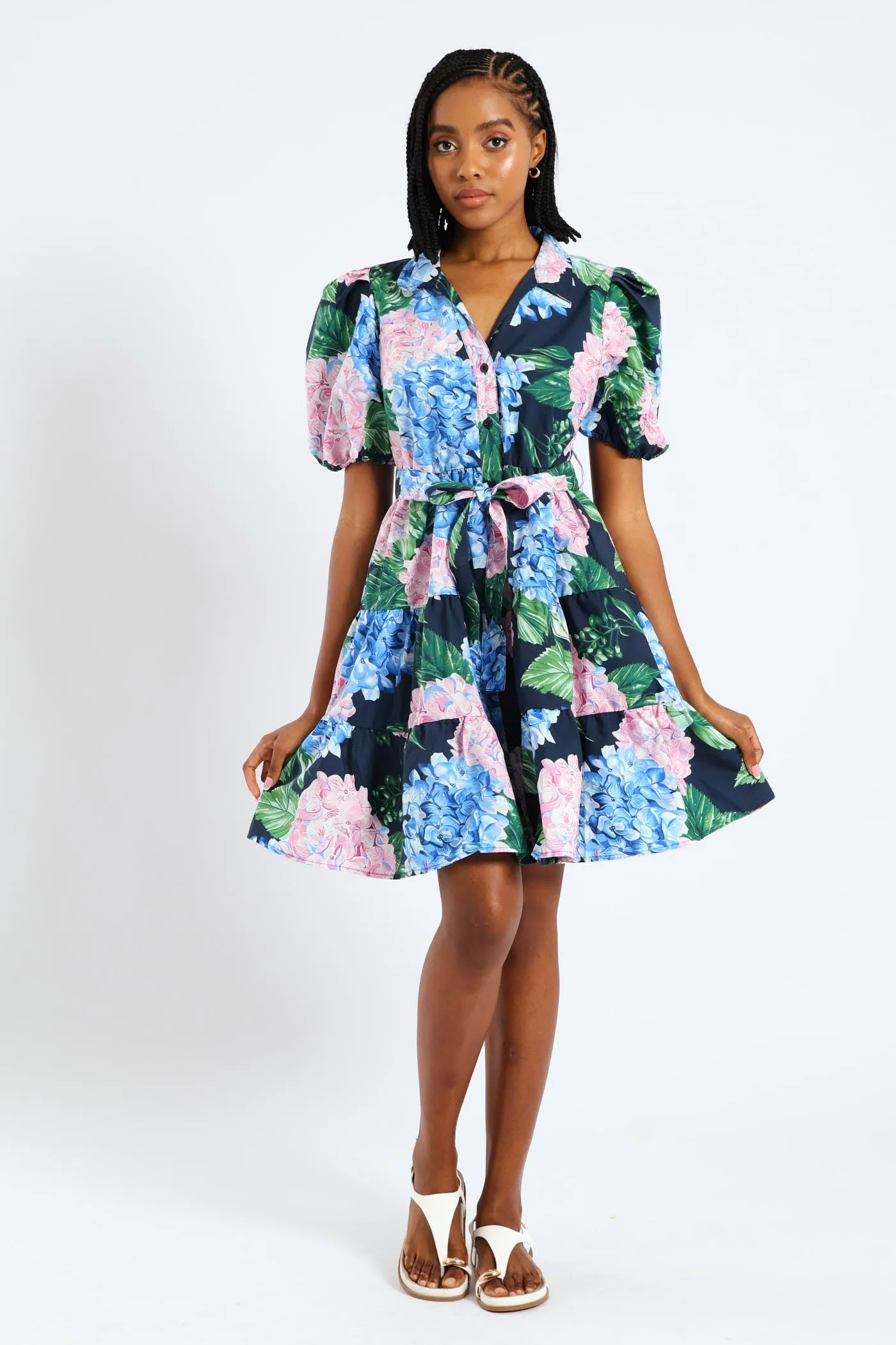 Collared Belted Tiered Shirt Dress - Multi sold by Edgars product image thumbnail 2