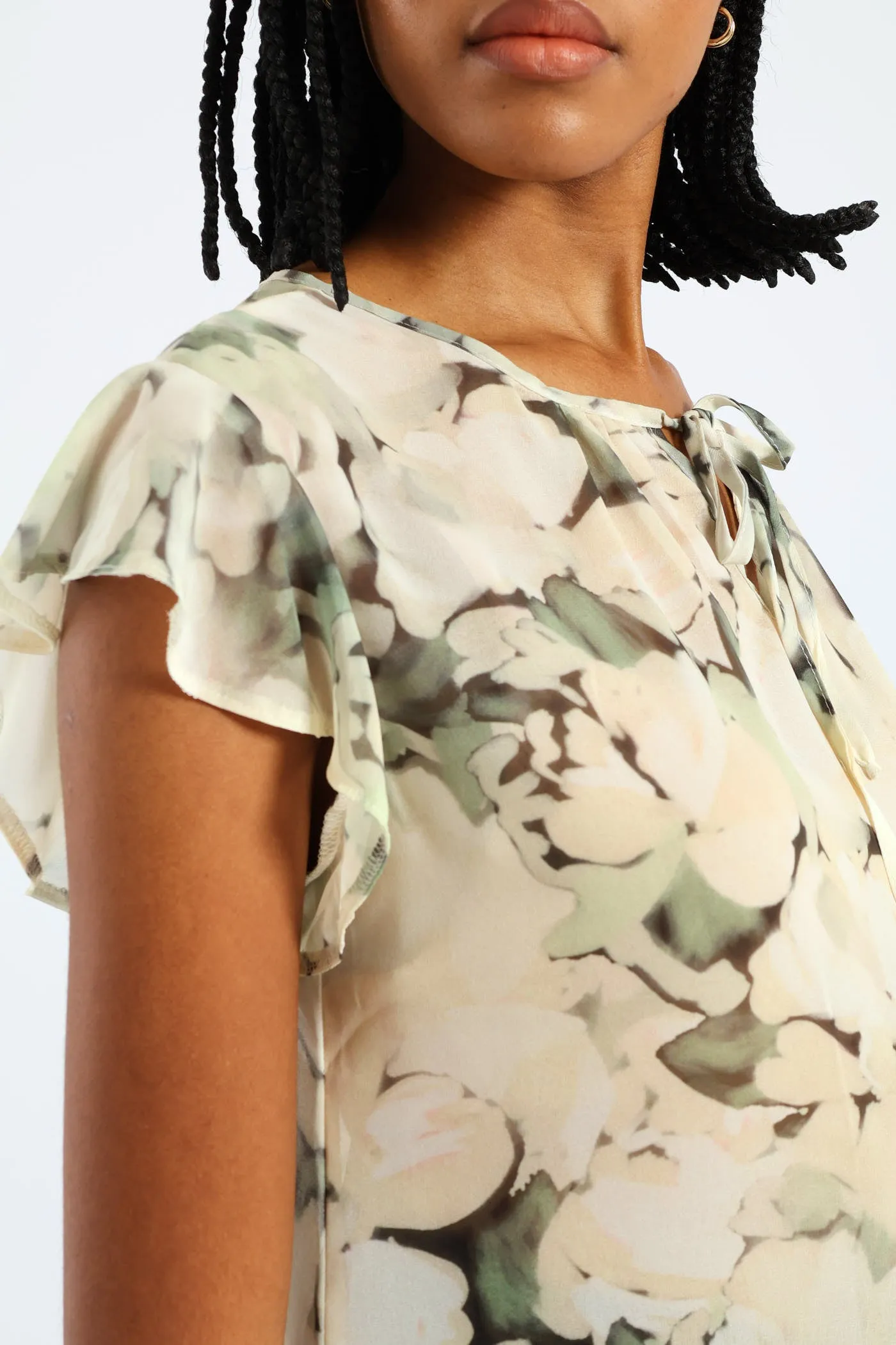 Tie Up Flutter Sleeve Blouse - Green sold by Edgars product image thumbnail 4