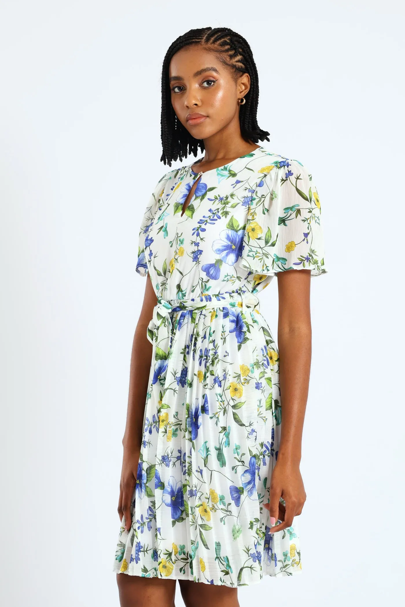 Keyhole Floral Pleated Tea Dress - Blue sold by Edgars product image thumbnail 3