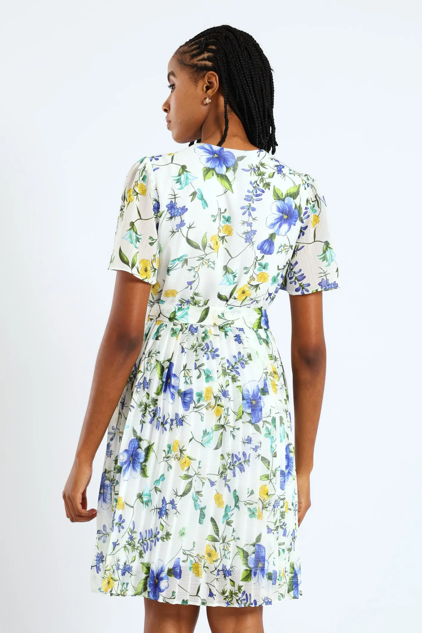 Keyhole Floral Pleated Tea Dress - Blue sold by Edgars product image thumbnail 4