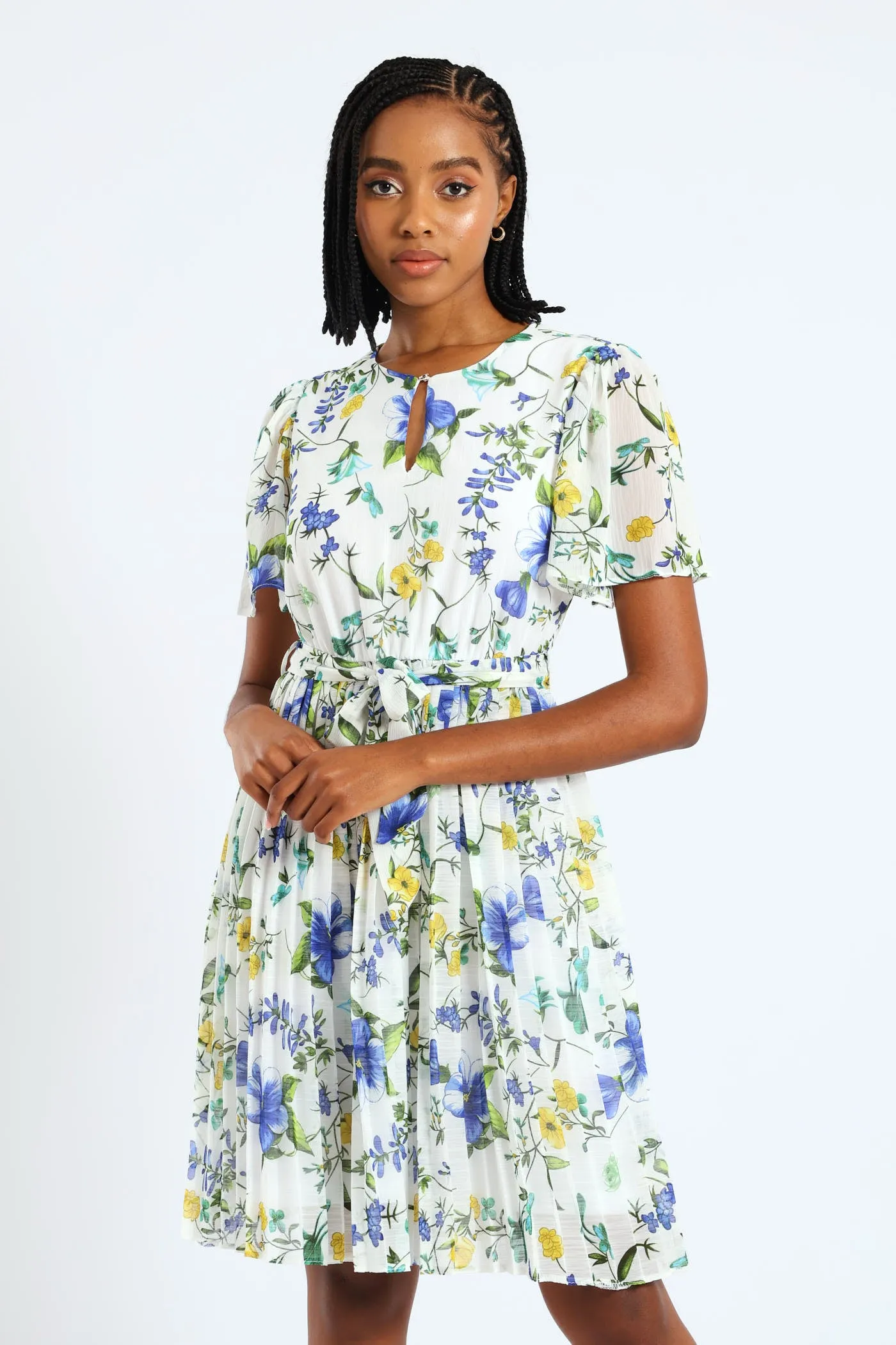 Keyhole Floral Pleated Tea Dress - Blue sold by Edgars product image thumbnail 2