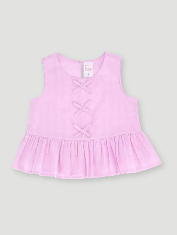 Pre-Girls Bow Detail Blouse  - Lilac sold by Edgars