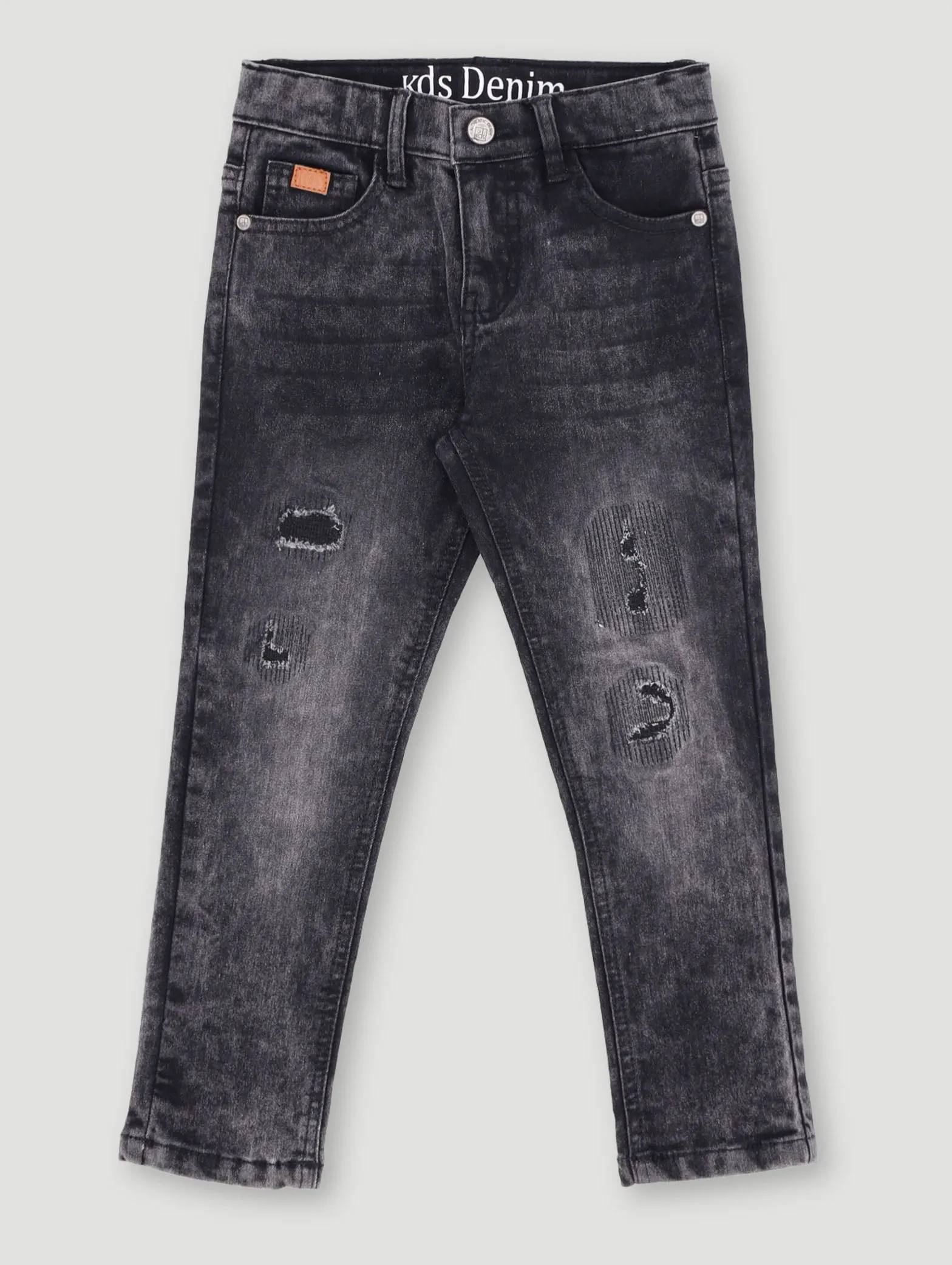Pre-Boys Patch Abrasion Denim - Charcoal sold by Edgars