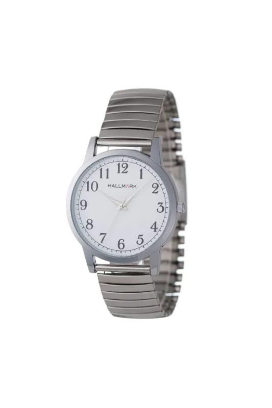 Round Flexi Band White Arabic Dial Watch - Silver sold by Edgars