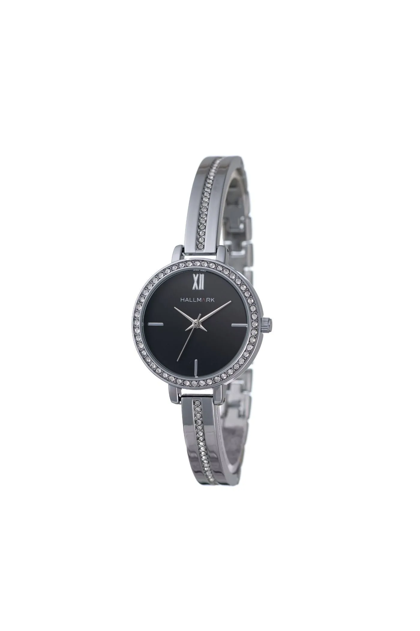 Black Dial Round Stone Bracelet Watch - Silver sold by Edgars