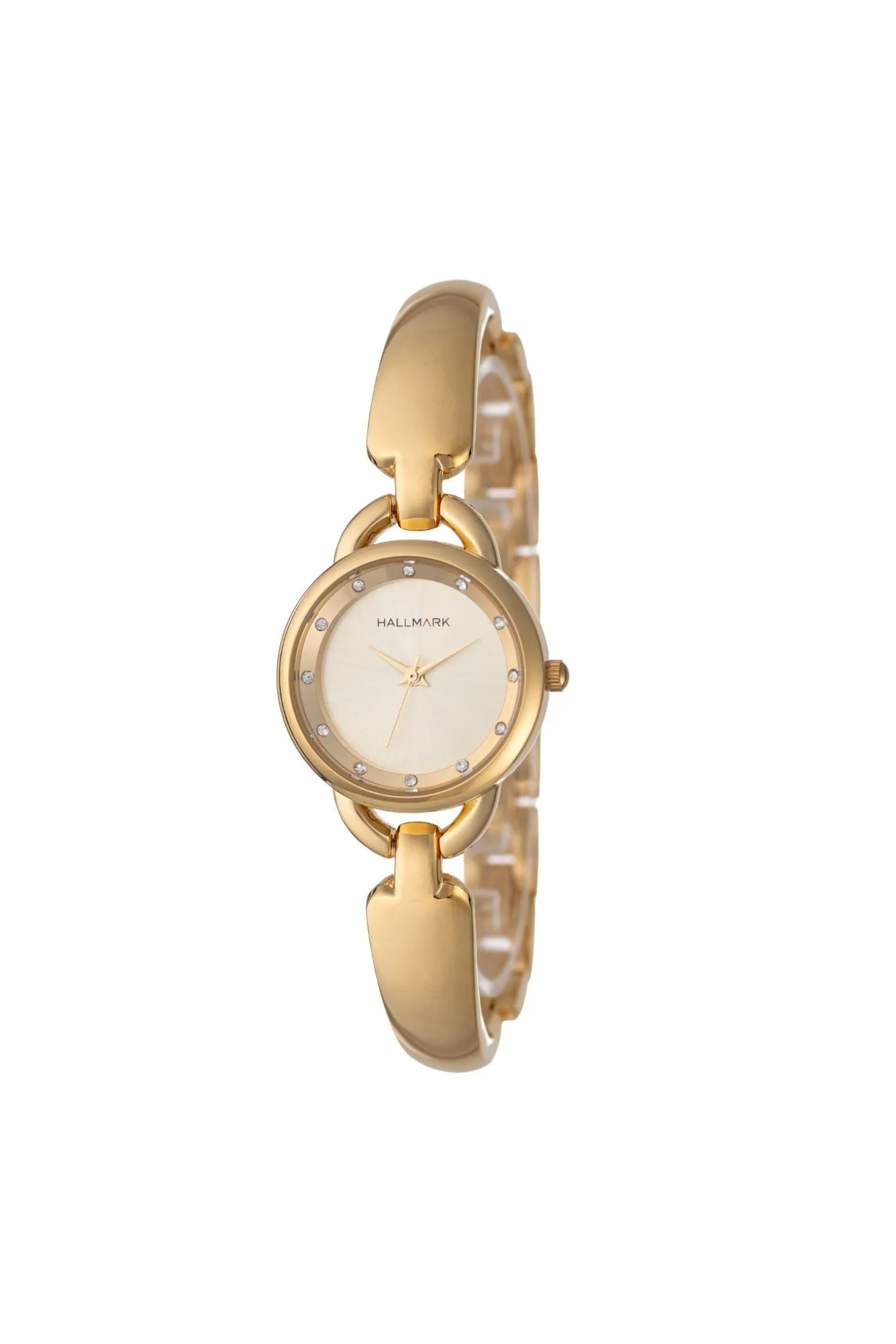 Round Gold Bangle Stones Champagne Dial Watch - Gold sold by Edgars
