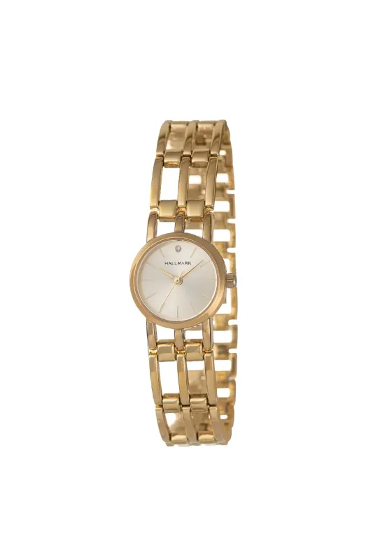 Round Gold Cuff Bracelet Champagne Dial Watch - Gold sold by Edgars