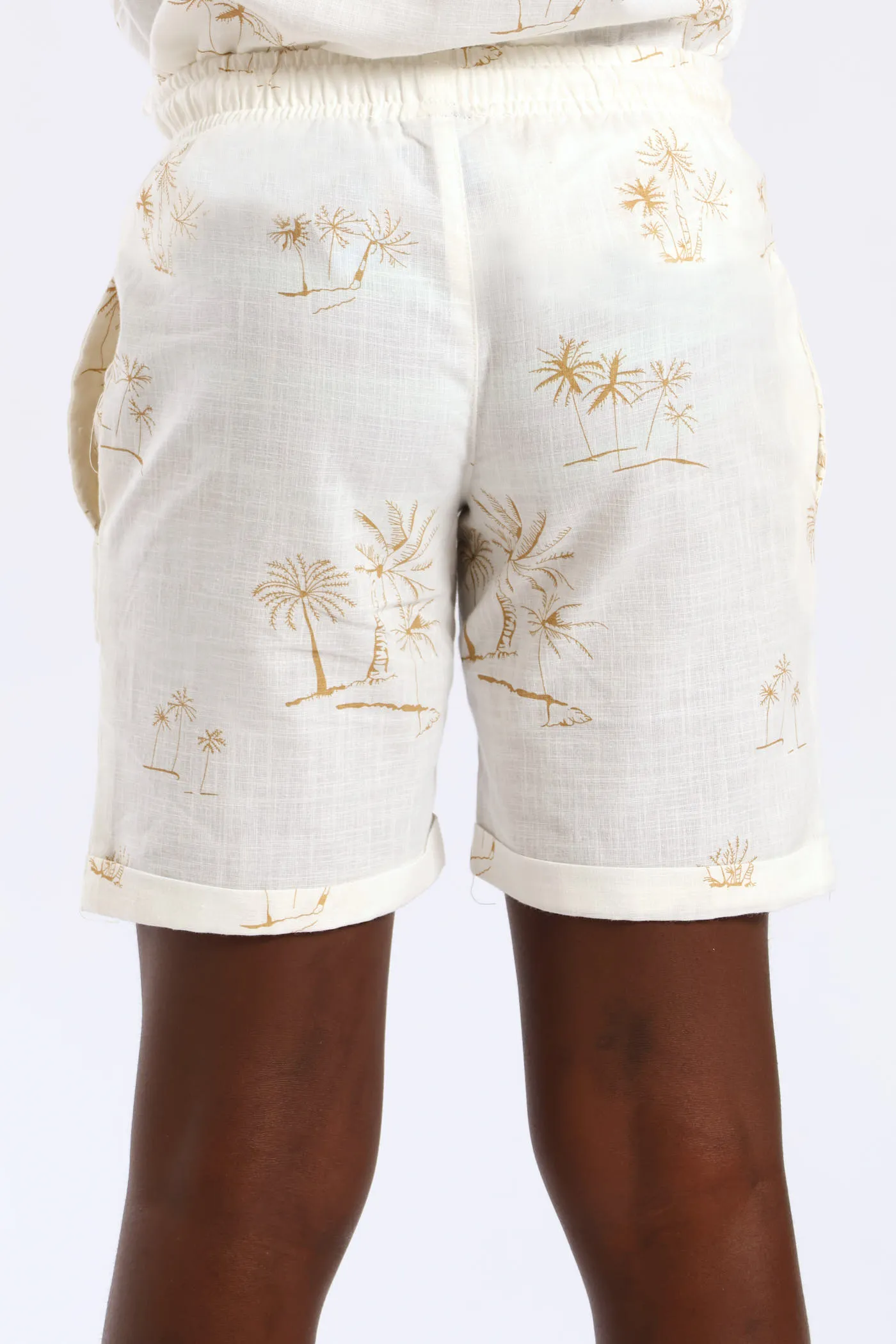 Boys Linen Look Palm Print Short - Natural sold by Edgars product image thumbnail 4