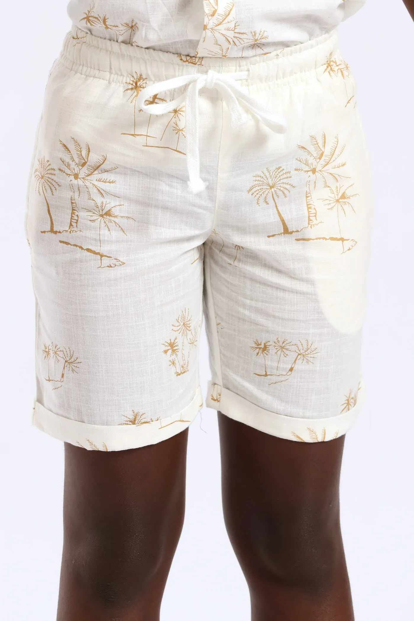 Boys Linen Look Palm Print Short - Natural sold by Edgars product image thumbnail 2
