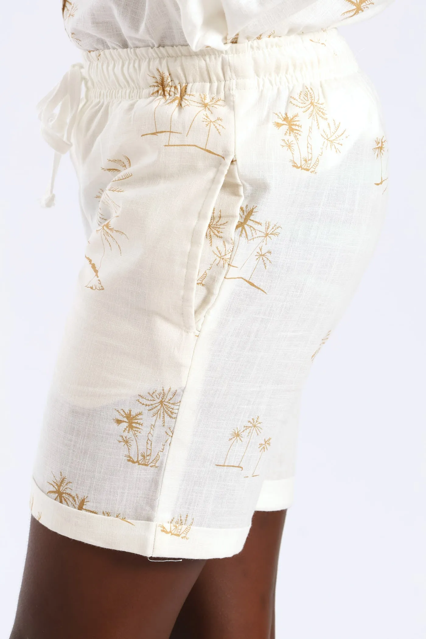 Boys Linen Look Palm Print Short - Natural sold by Edgars product image thumbnail 3