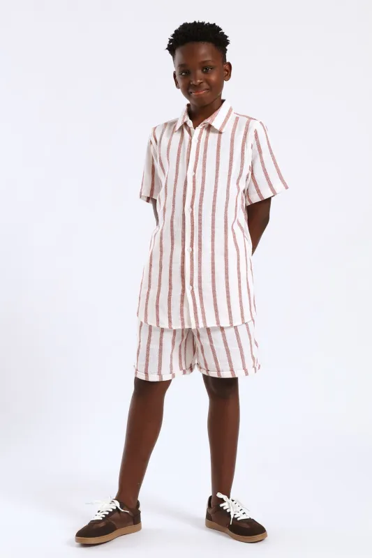 Boys Stripe Texture Short - Natural sold by Edgars