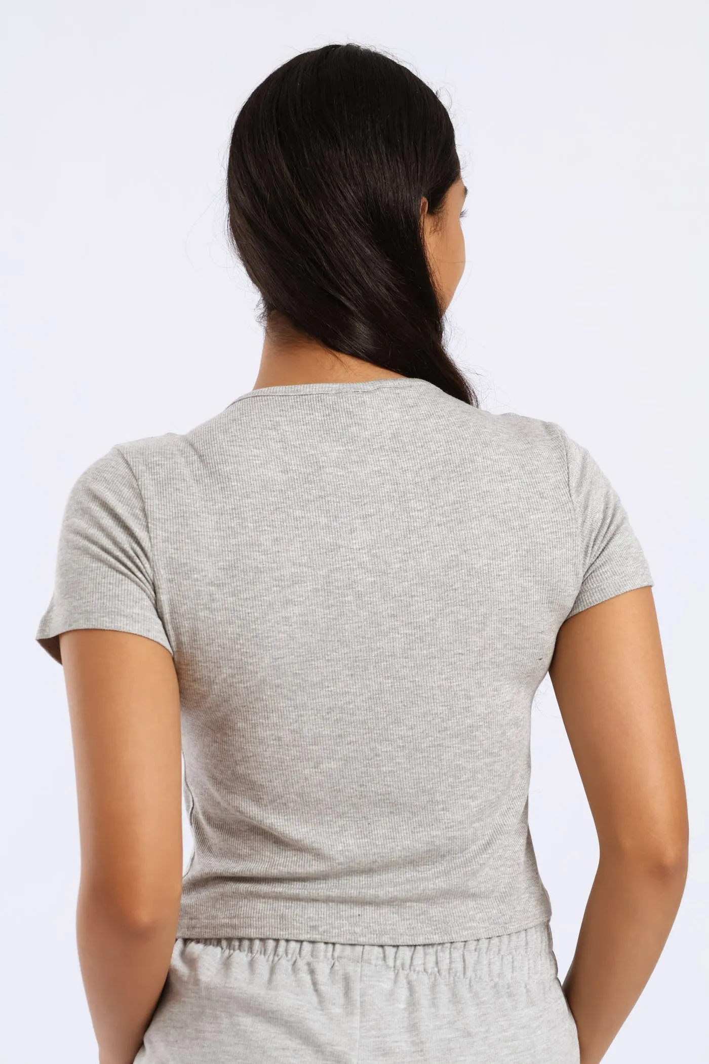 Girls Ribbed Bow Detail Tee - Grey sold by Edgars product image thumbnail 4