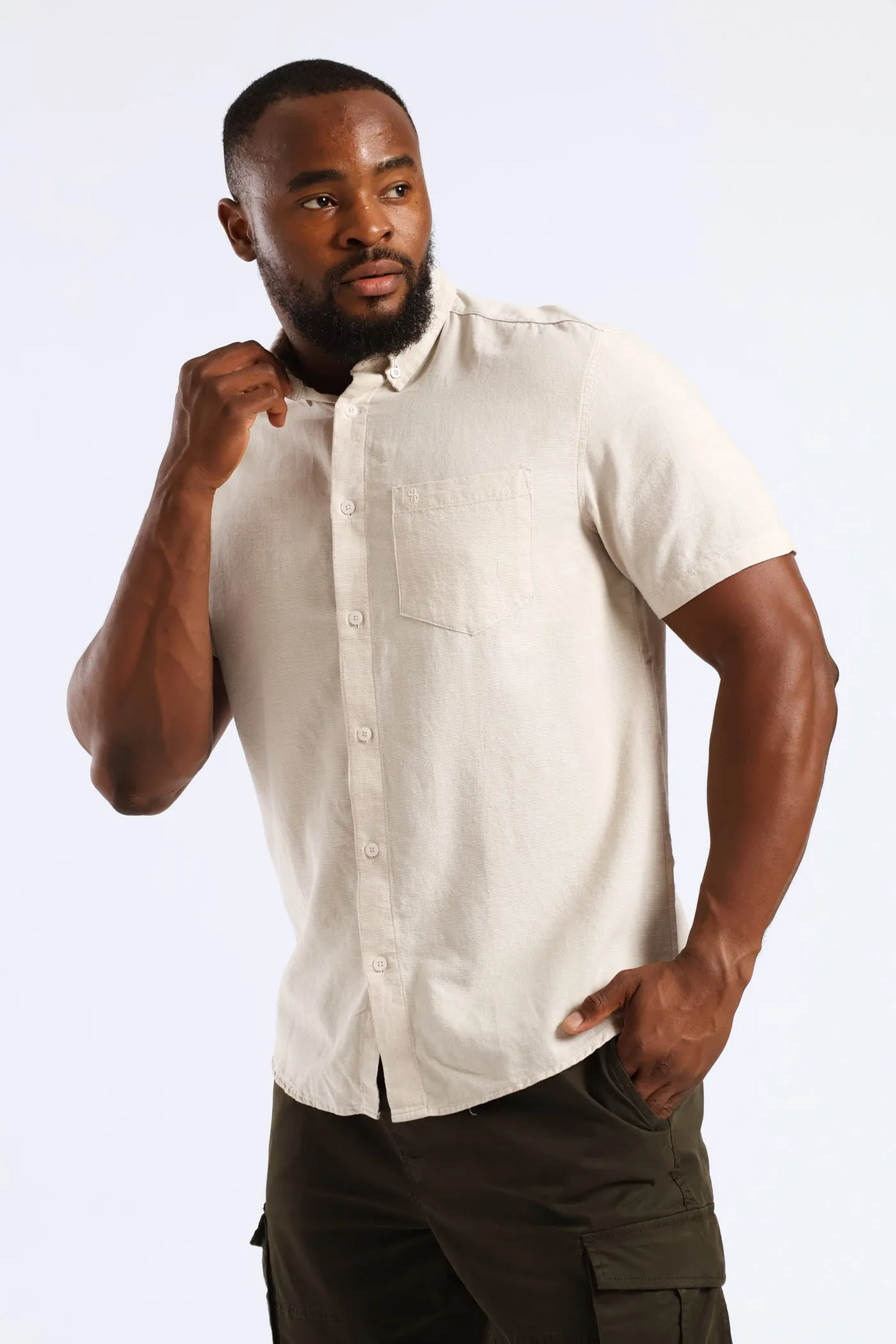Short Sleeve Slub Shirt - Stone sold by Edgars product image thumbnail 3