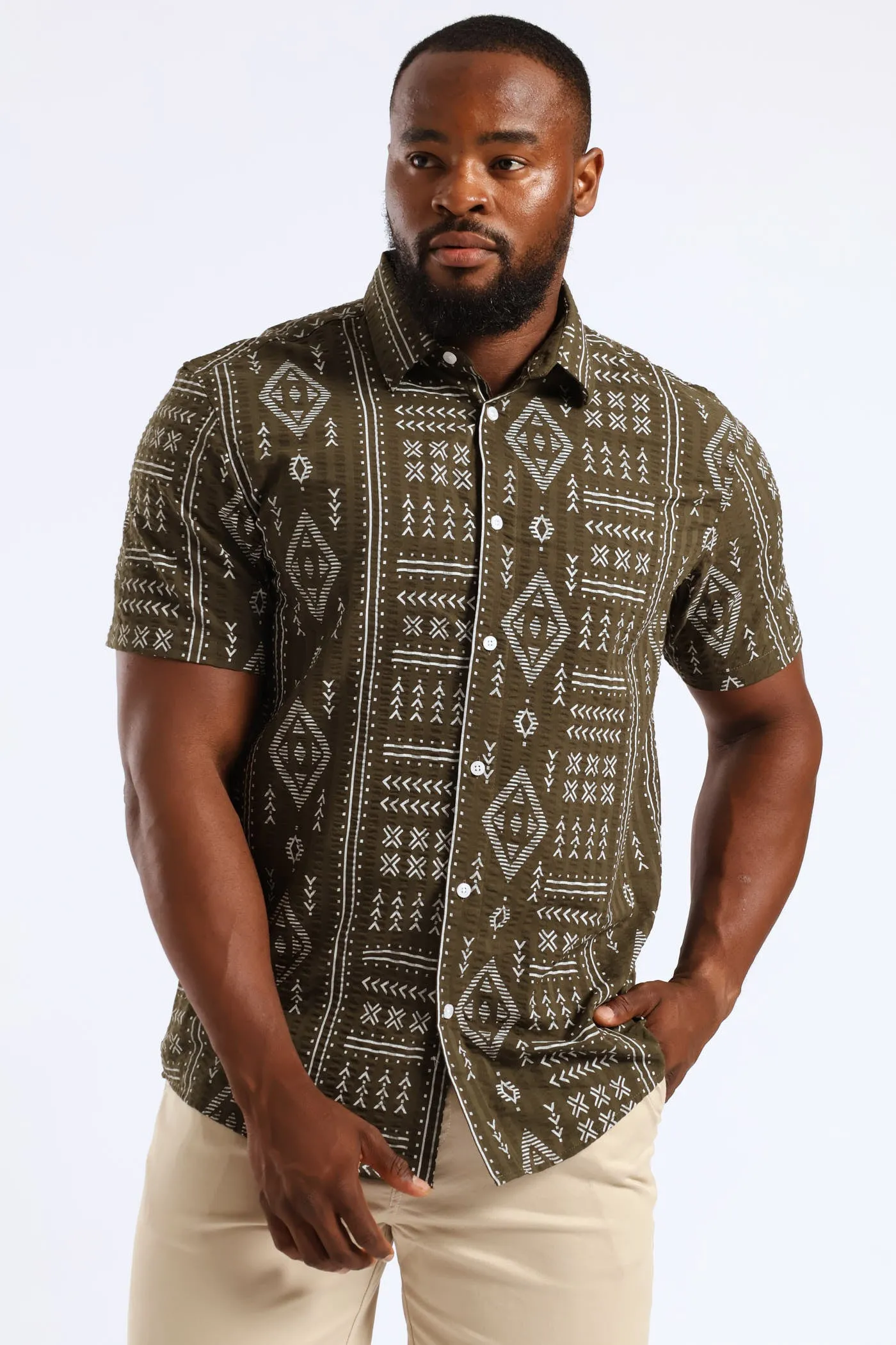 Tribal Print Shirt - Fatigue sold by Edgars