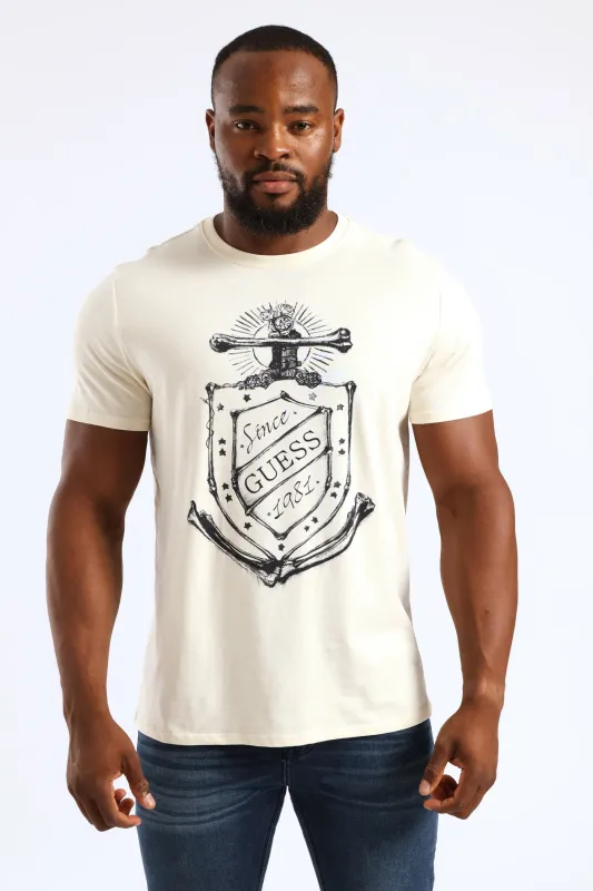 Short Sleeve Basic Deep Sea Tee - Off White made by Guess
