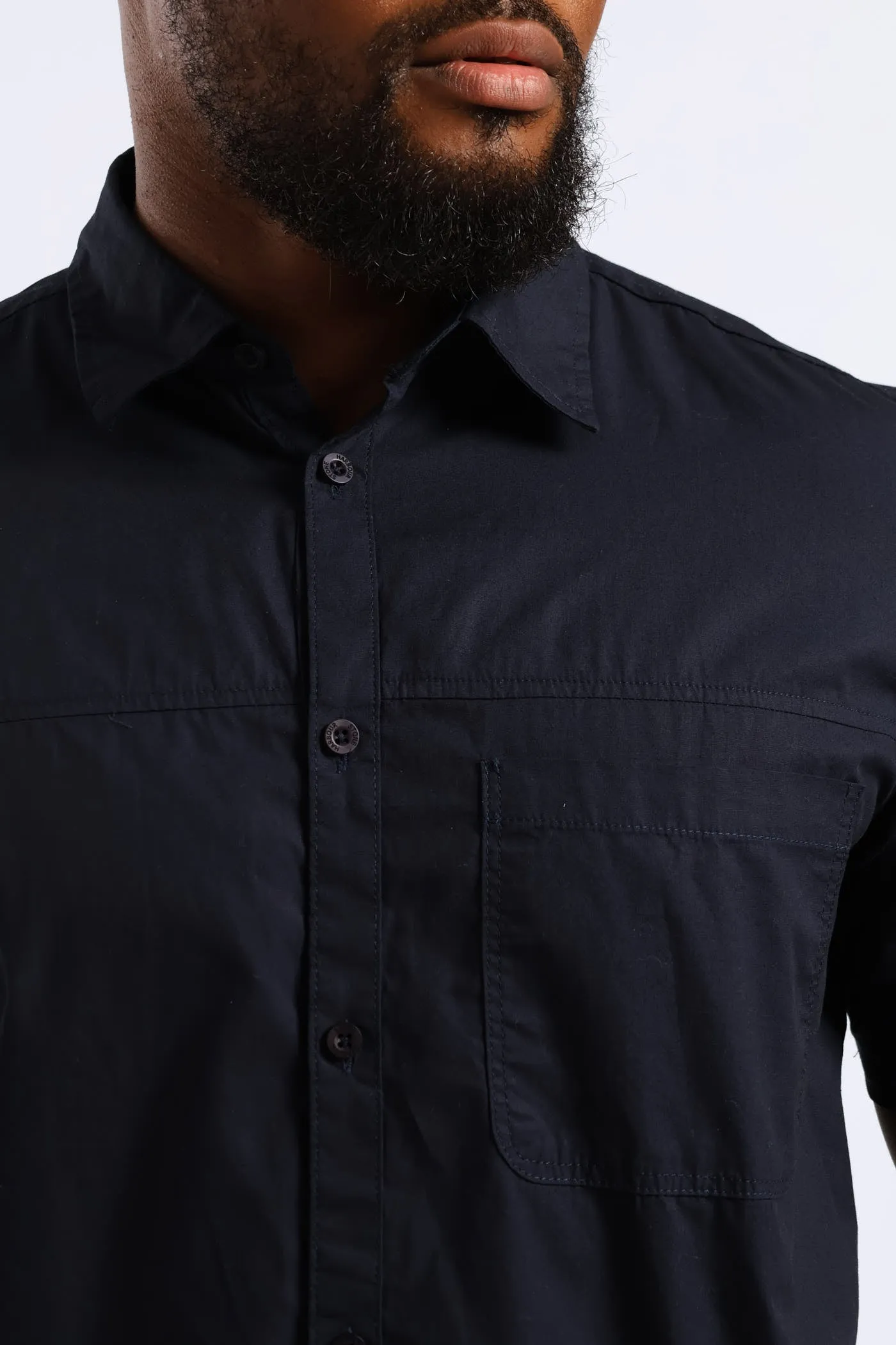 Short Sleeve Panel Poplin Shirt - Navy sold by Edgars product image thumbnail 5