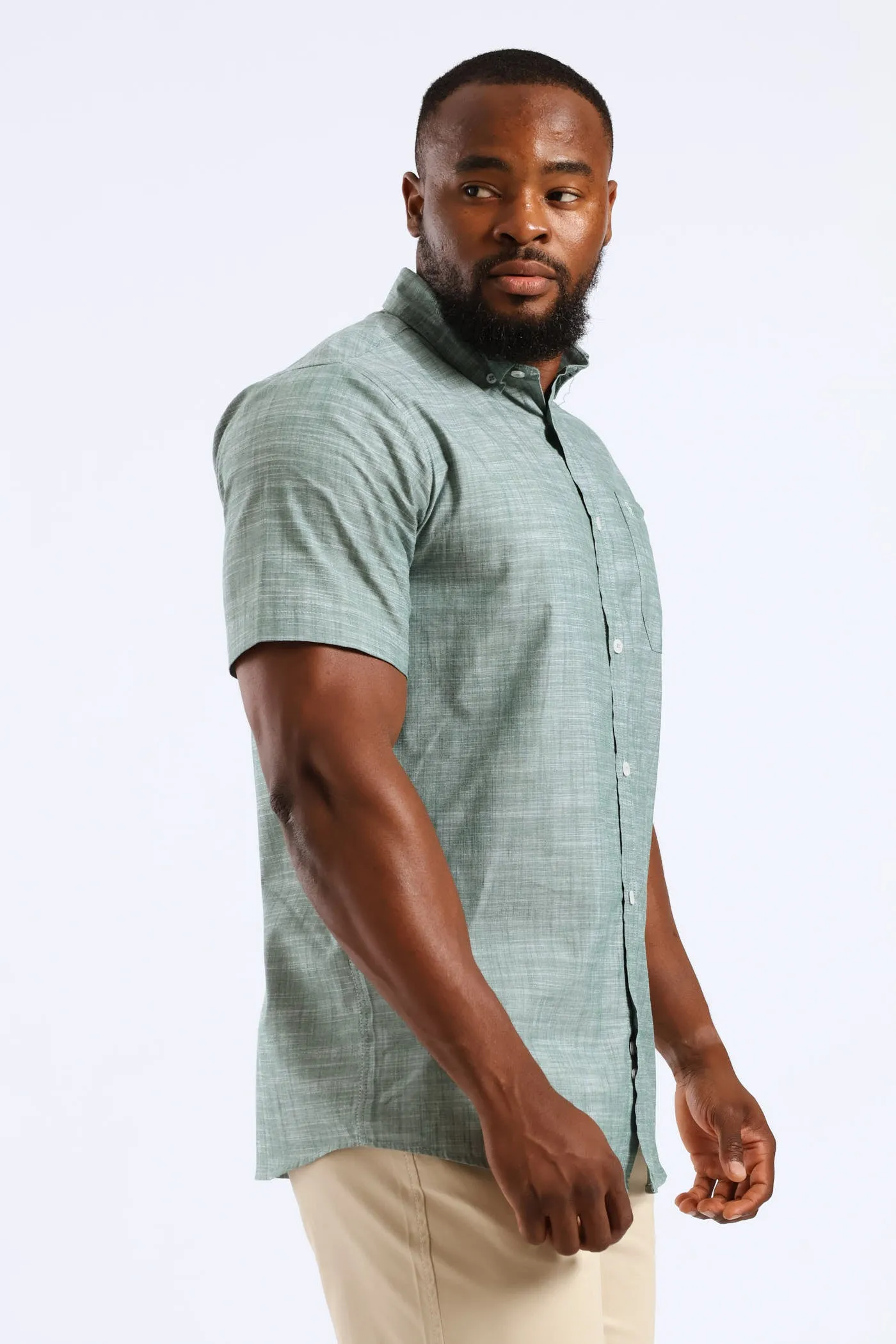 2 Tone Slub Button Down Shirt - Moss Green sold by Edgars product image thumbnail 3