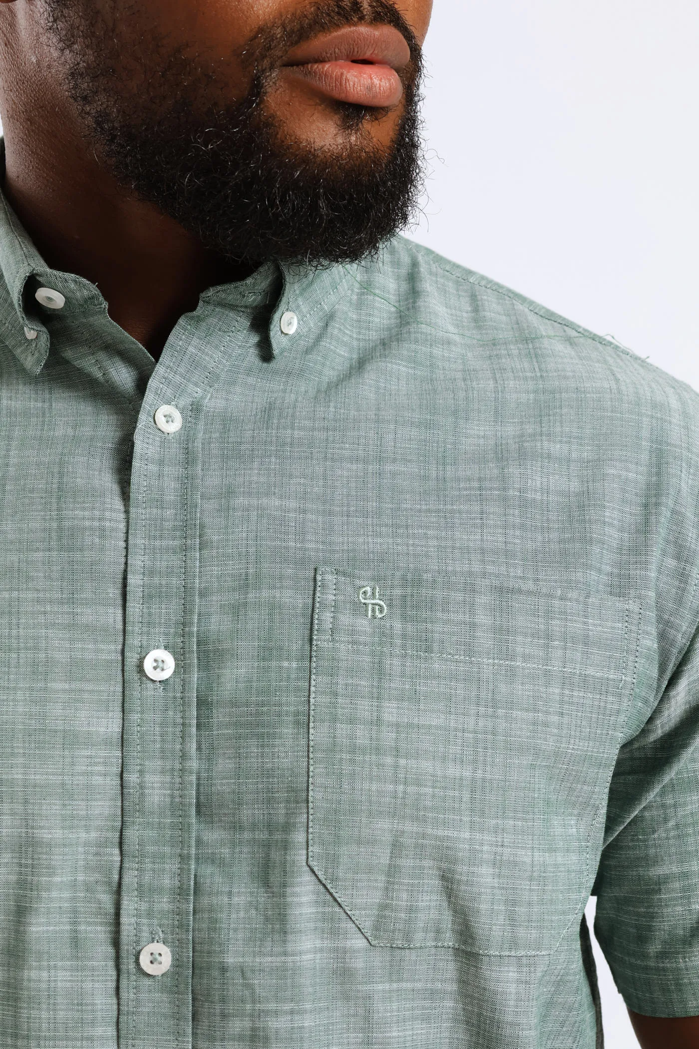 2 Tone Slub Button Down Shirt - Moss Green sold by Edgars product image thumbnail 4