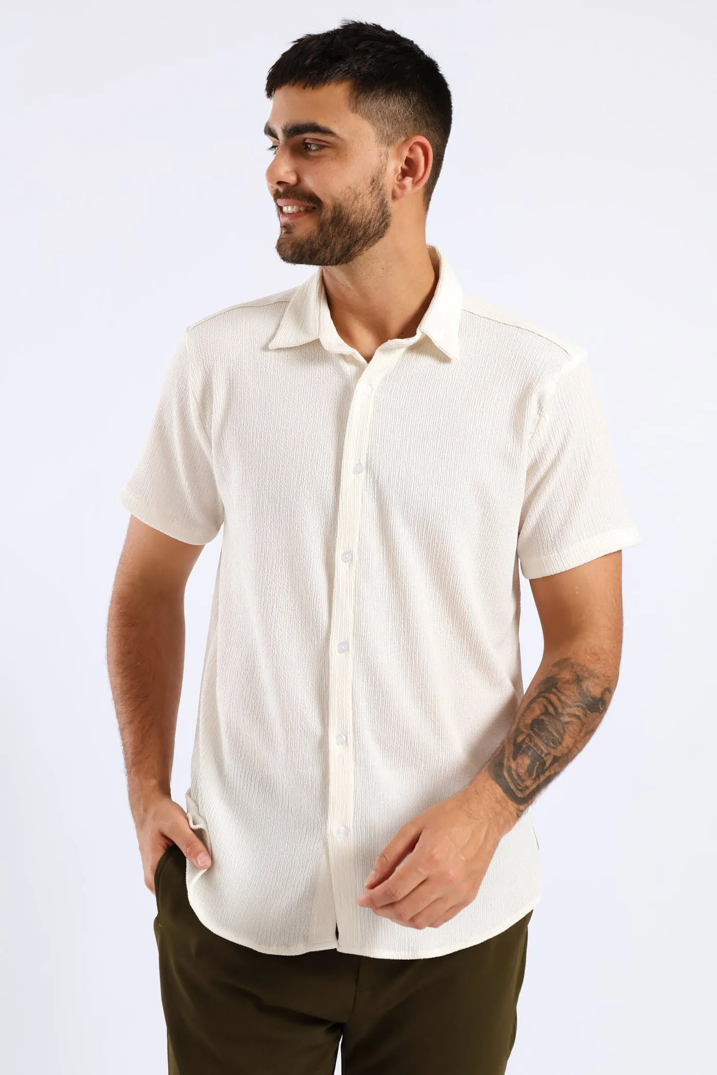 Crinkle Shirt - White sold by Edgars