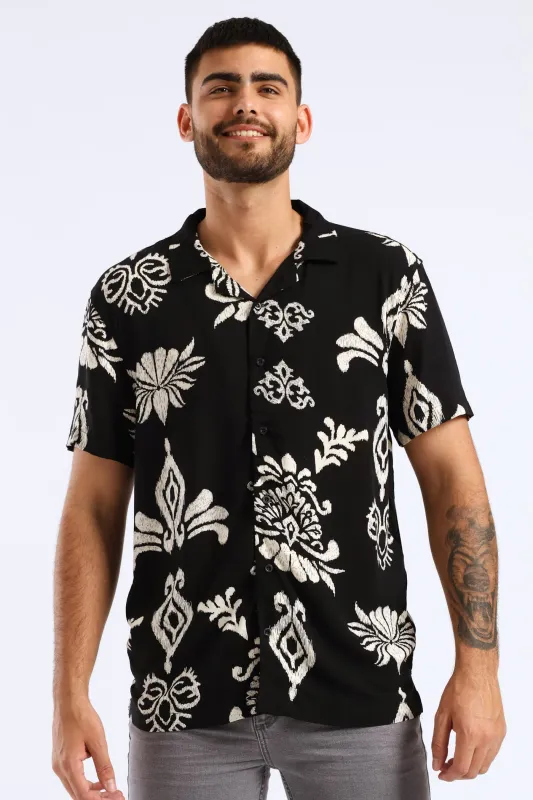 Print Viscose Shirt - Black sold by Edgars