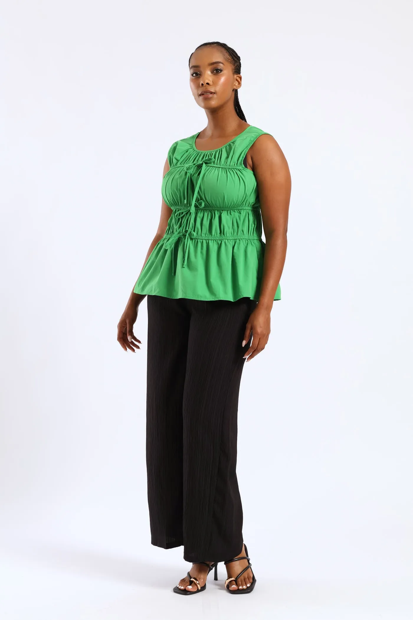 Elasticated Tiered Flare Bow Detail Top - Green sold by Edgars product image thumbnail 2