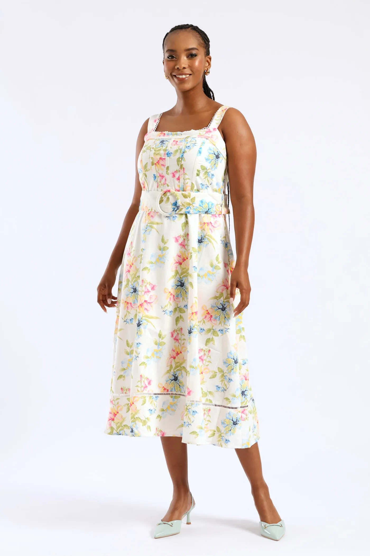 Sleeveless Corset Bodice Linen Midiaxi Dress - Multi sold by Edgars product image thumbnail 4