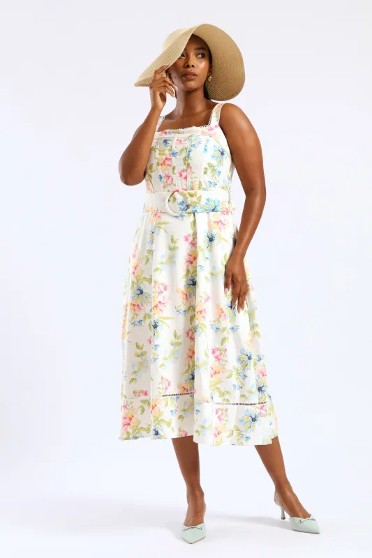 Sleeveless Corset Bodice Linen Midiaxi Dress - Multi sold by Edgars