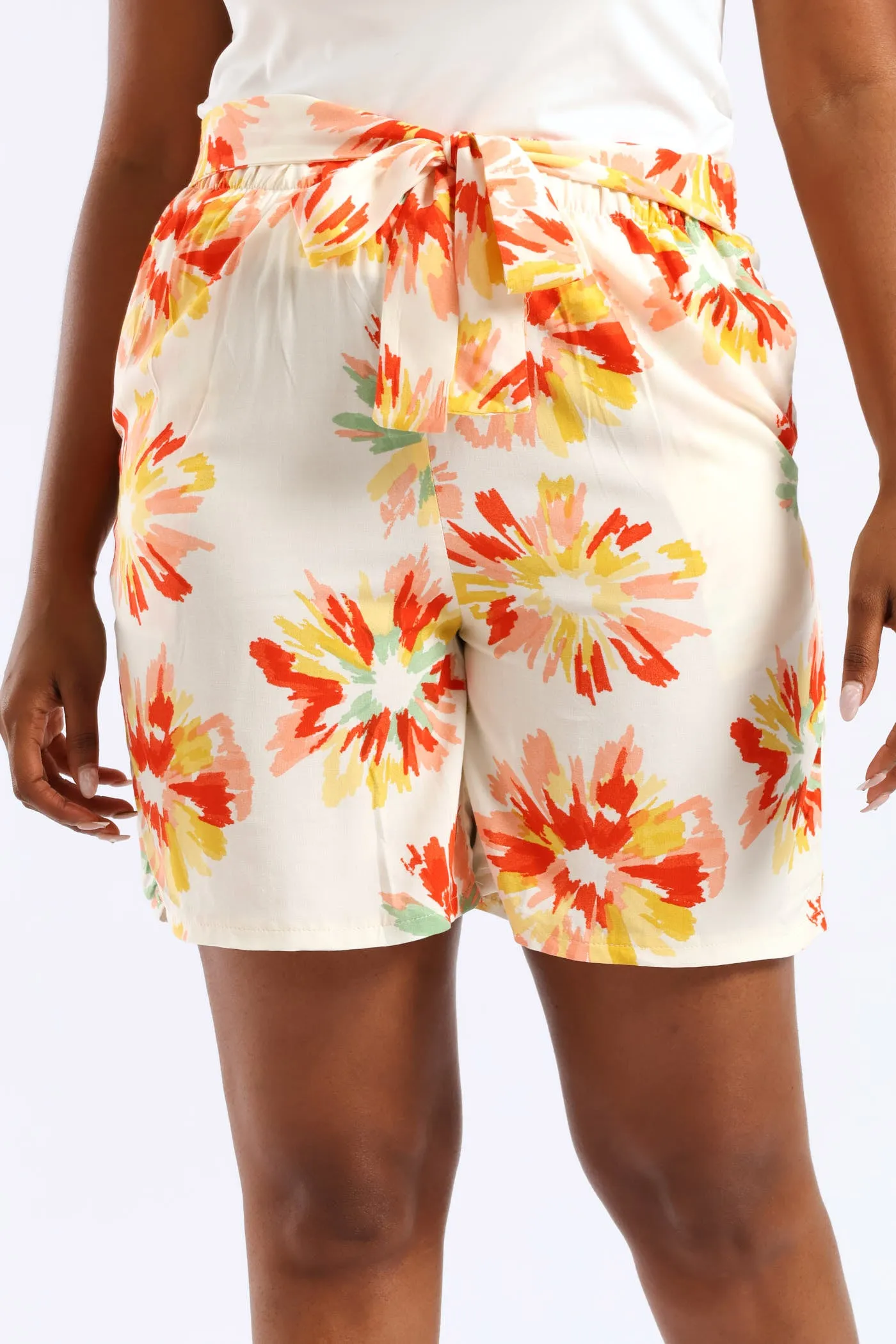 Pull-On Self Tie Floral Mid Thigh Short - Multi sold by Edgars