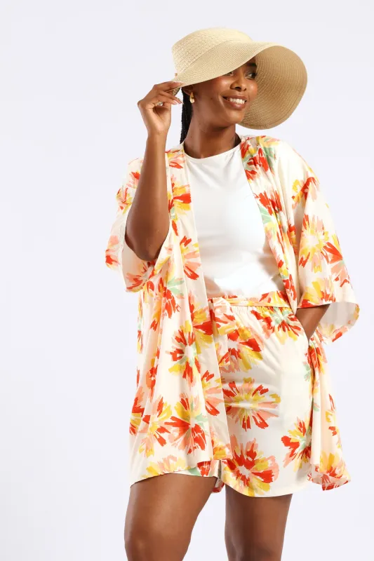 3/4 Sleeve Floral Kimono - Multi sold by Edgars