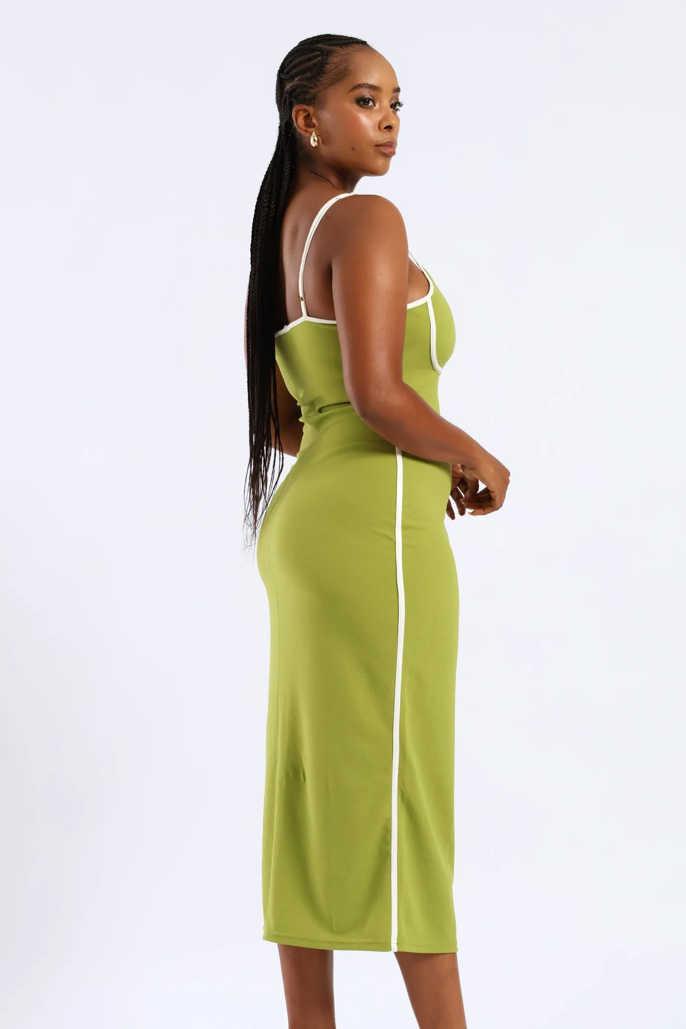 Panelled Contrast Bodycon Maxi Dress - Chartreuse sold by Edgars product image thumbnail 4