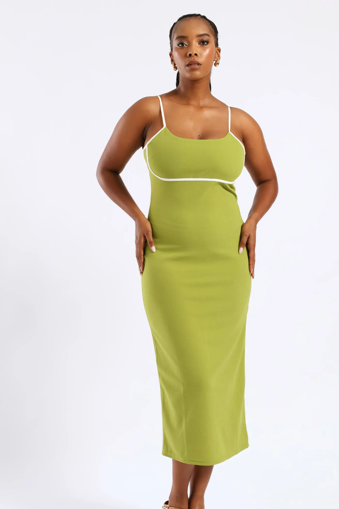Panelled Contrast Bodycon Maxi Dress - Chartreuse sold by Edgars product image thumbnail 3