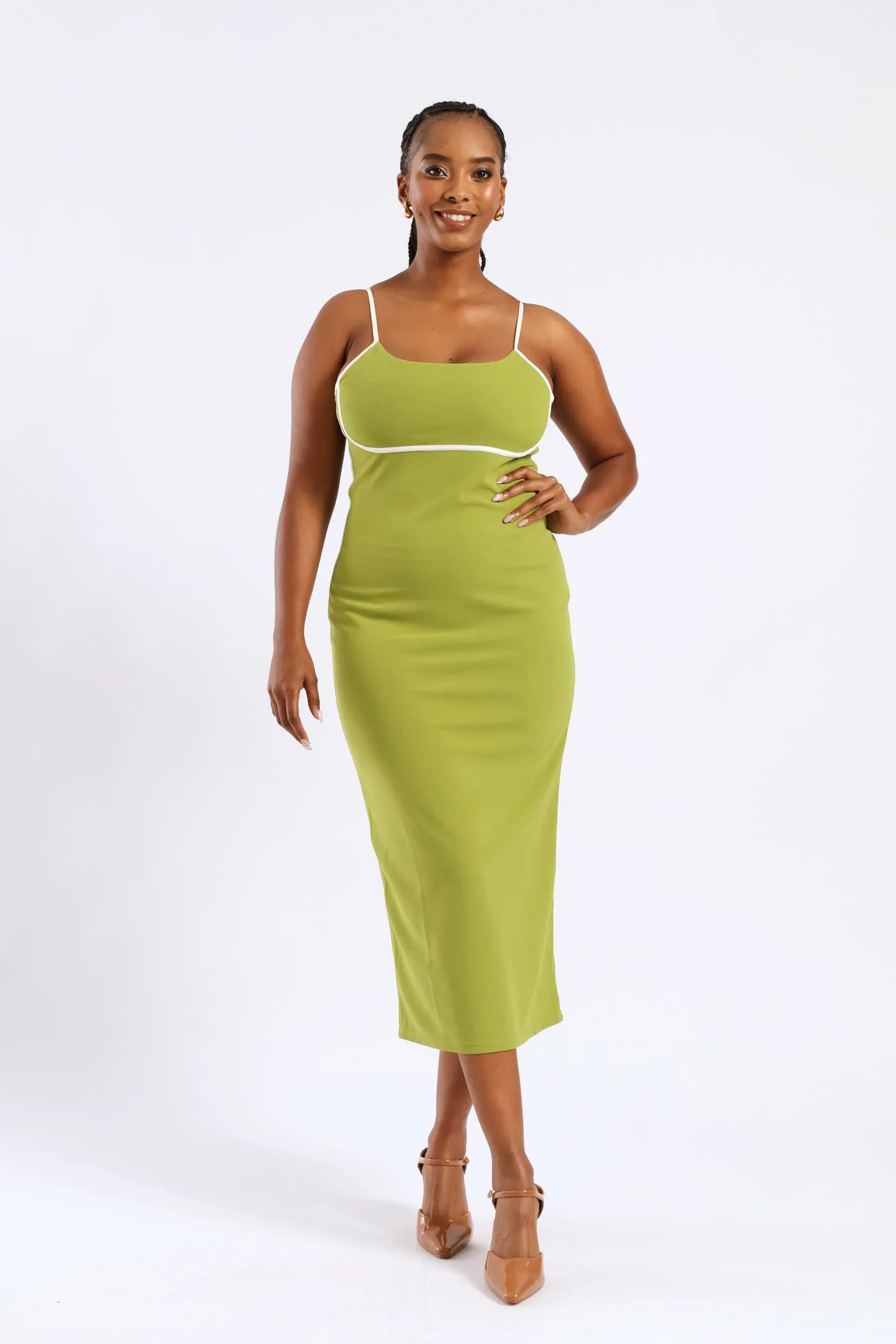 Panelled Contrast Bodycon Maxi Dress - Chartreuse sold by Edgars product image thumbnail 5