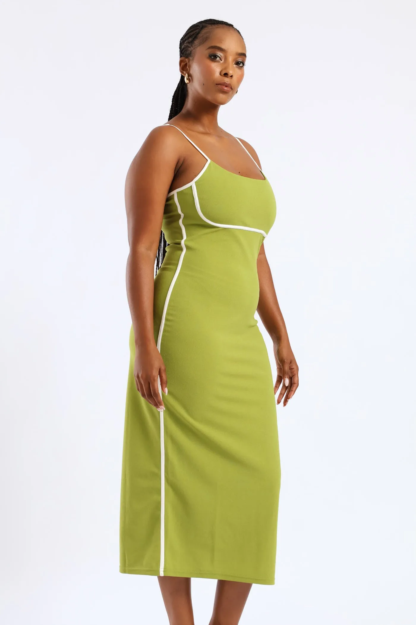 Panelled Contrast Bodycon Maxi Dress - Chartreuse sold by Edgars