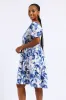Printed Tiered Gypsy Mini Dress - White/Blue sold by Edgars