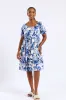 Printed Tiered Gypsy Mini Dress - White/Blue sold by Edgars