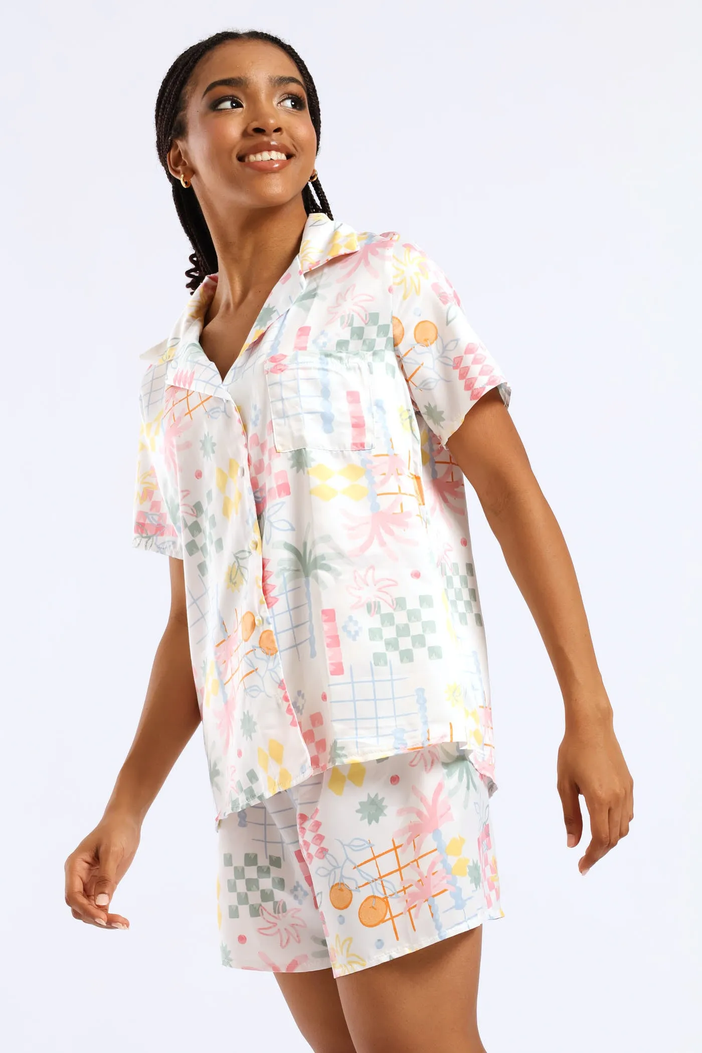 Button Through & Satin Short Set - Multi sold by Edgars product image thumbnail 4