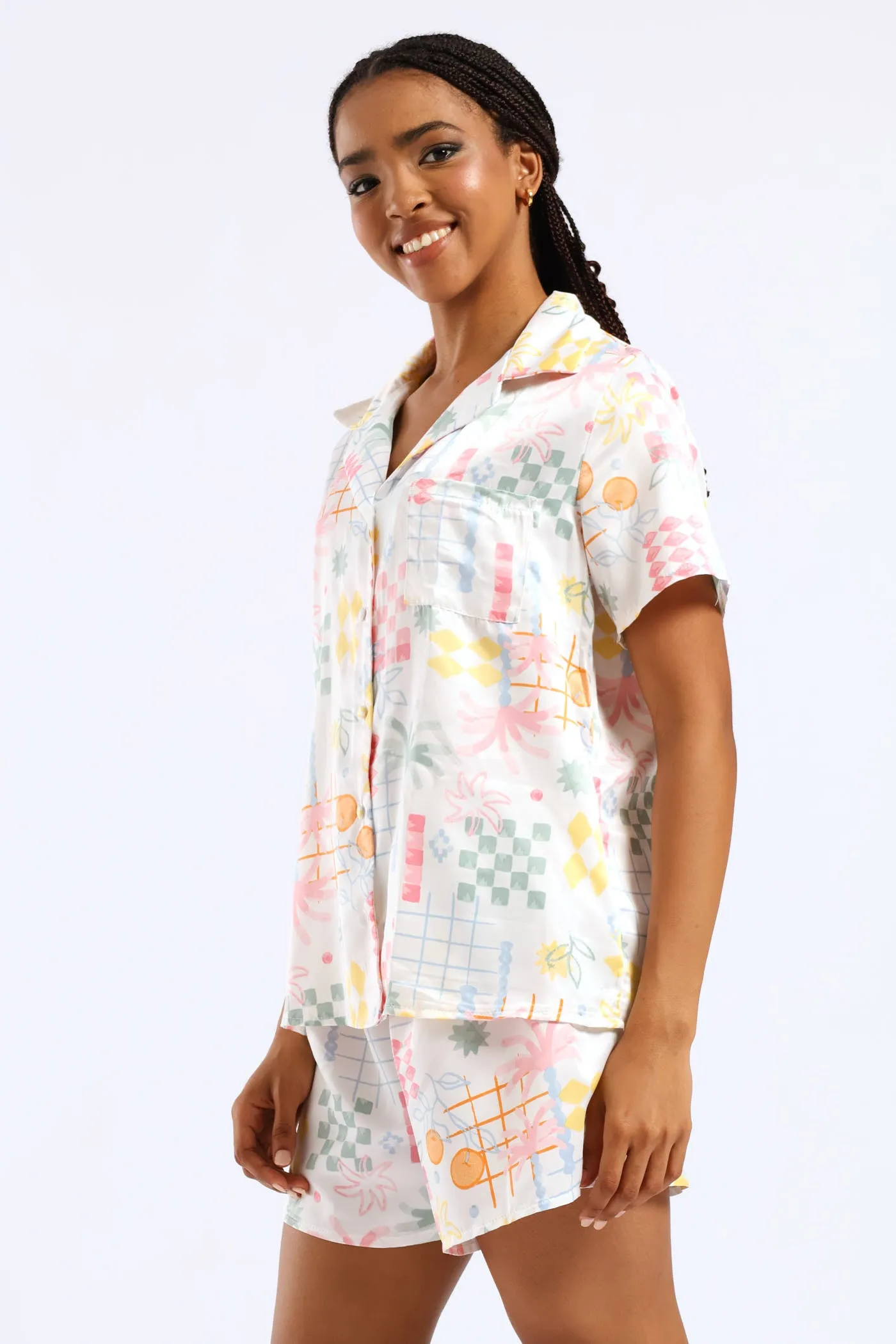 Button Through & Satin Short Set - Multi sold by Edgars product image thumbnail 3