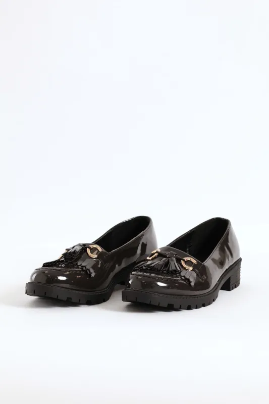 Metal Trim And Tassel Chunky Loafer - Grey sold by Edgars