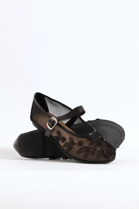 Floral Detail Mesh Pump - Black sold by Edgars