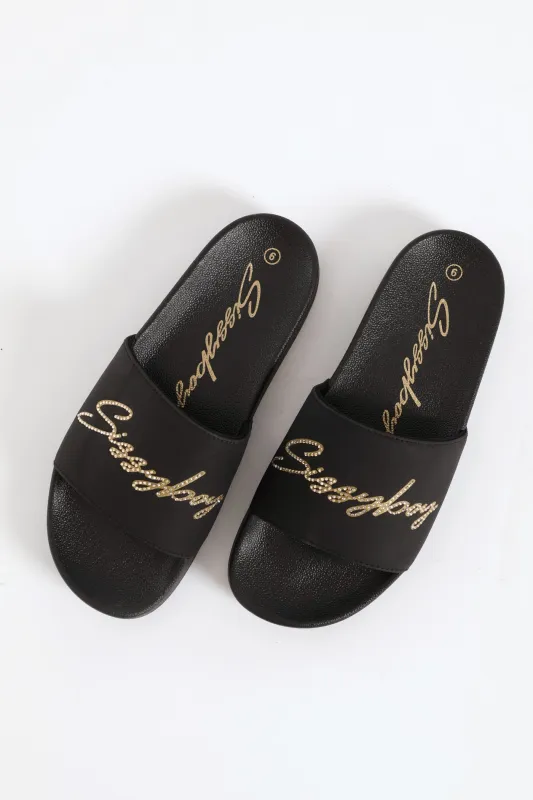 Paula Logo Slide - Black made by Edgars