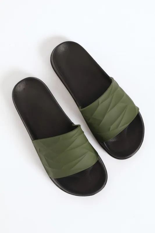 Textured Rubber Upper Pool Slide - Olive sold by Edgars
